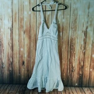 Crochet and embroidered boho halter dress size m